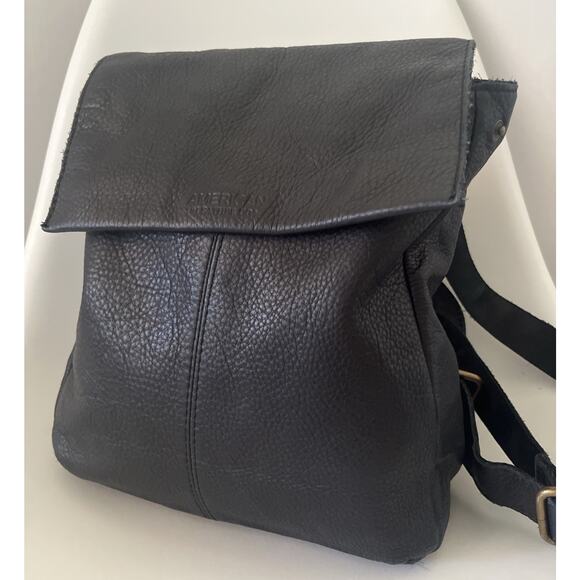 American Leather Co Black Leather Backpack Foldover Minimalist Pebbled Leather main image 8